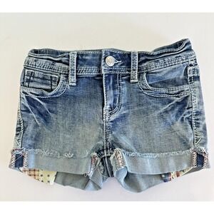 Grace In LA Denim Jean USA Shorts, Girls Size 12 Frayed Flag Stars